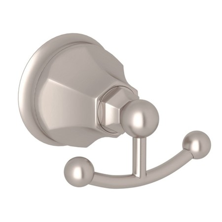 Rohl Palladian Double Robe Hook Clothes Hanger In Satin Nickel A6881STN